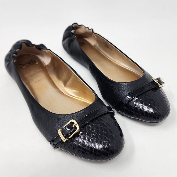 Sofft Ballet Flats Women 8.5M Black Leather Snake Toe Buckle Detail 1070801 - Picture 1 of 10